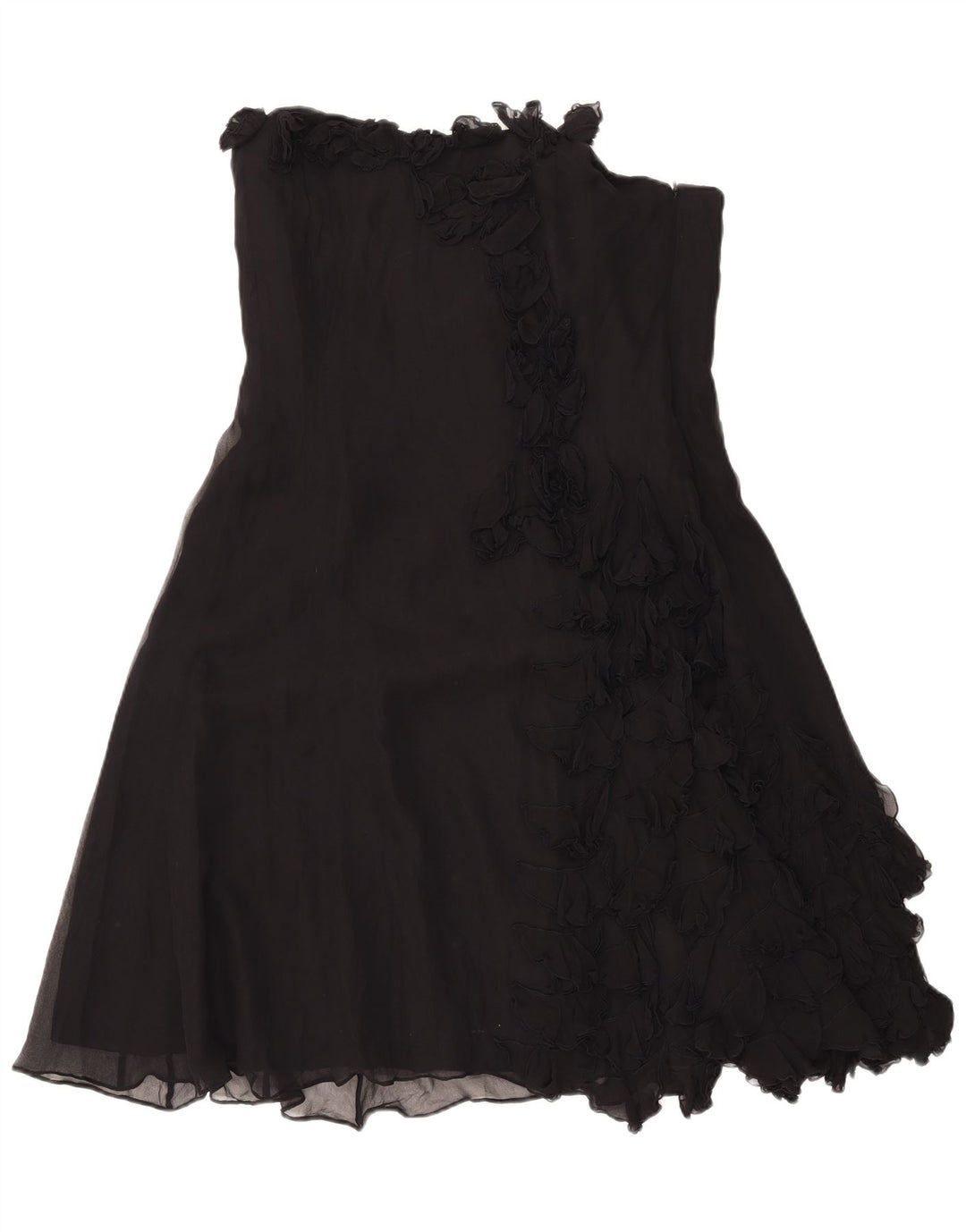 Coast Vestido sin Tirantes con Volantes en la Parte Delantera para Mujer UK 40 XL Seda Negra
