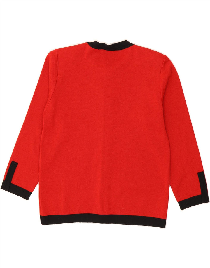 VINTAGE Womens Cardigan Sweater UK 14 Large Red Vintage Vintage and Second-Hand Vintage from Messina Hembry 