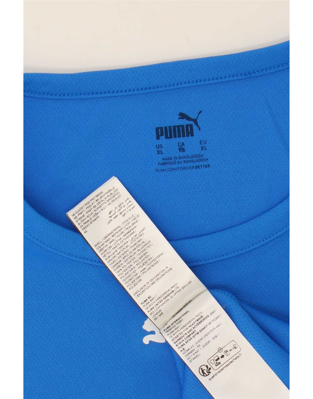 Puma Camiseta para hombre Top XL Azul Colorblock Poliéster