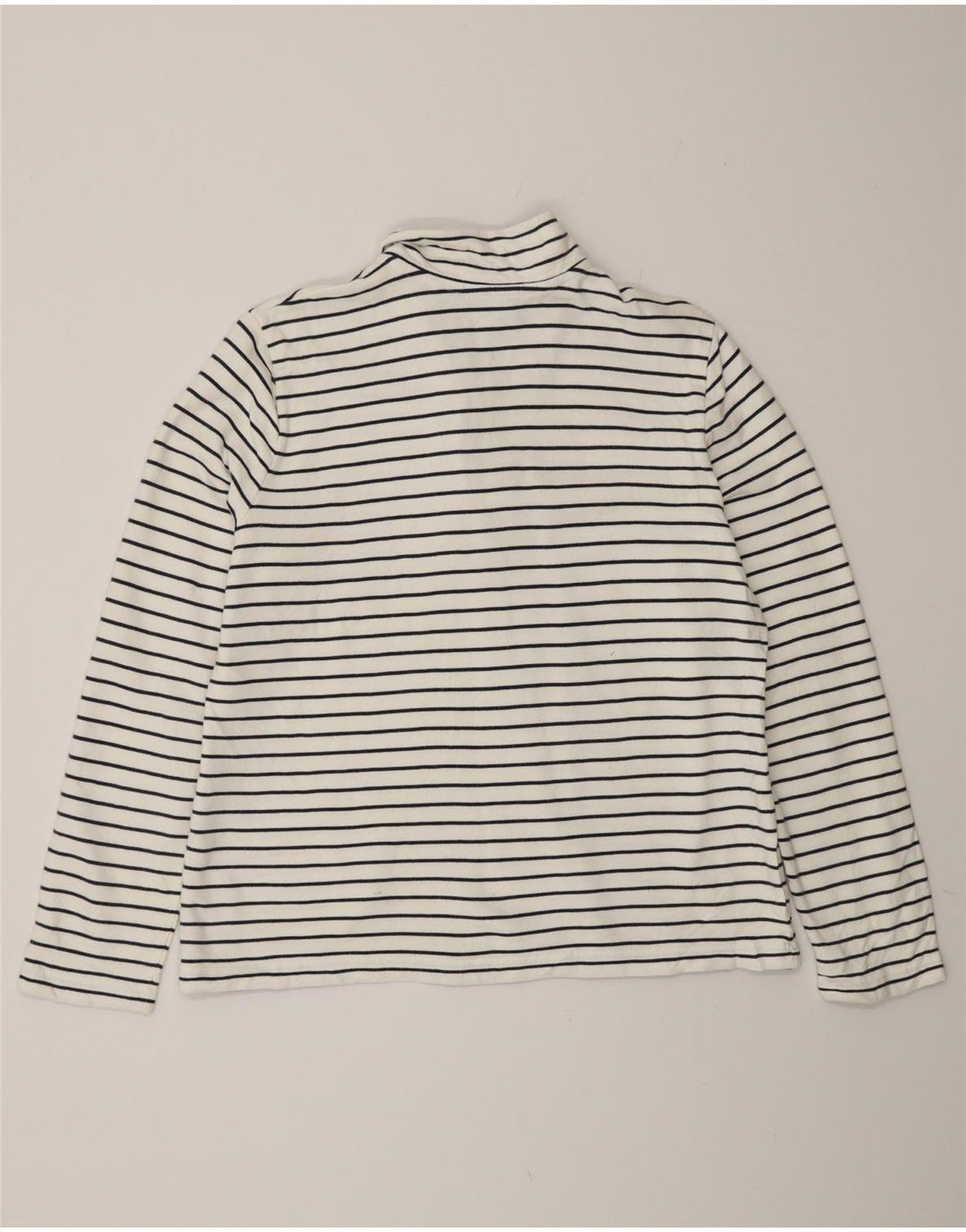 Ralph Lauren - Sudadera con cuello y cremallera para mujer, talla 40, talla grande, color blanco a rayas