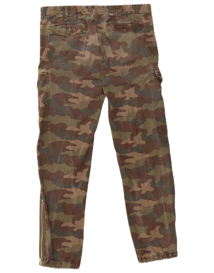 BENETTON Pantalones tipo joggers cargo para hombre IT 50 Large W36 L32 Khaki Camuflaje