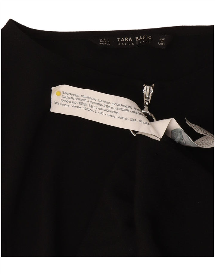 Zara Mujer Blusa Top UK 40 Large Viscosa Color Block Negro