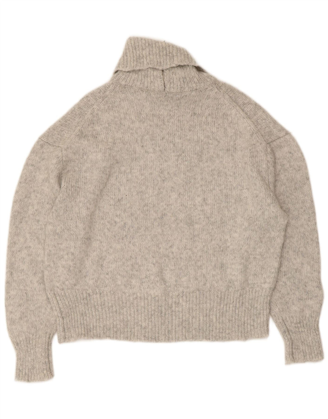 Zara Mujer Oversize Roll Neck Jumper Sweater UK 10 Small Gris Acrílico