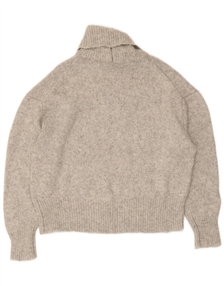 Zara Mujer Oversize Roll Neck Jumper Sweater UK 10 Small Gris Acrílico