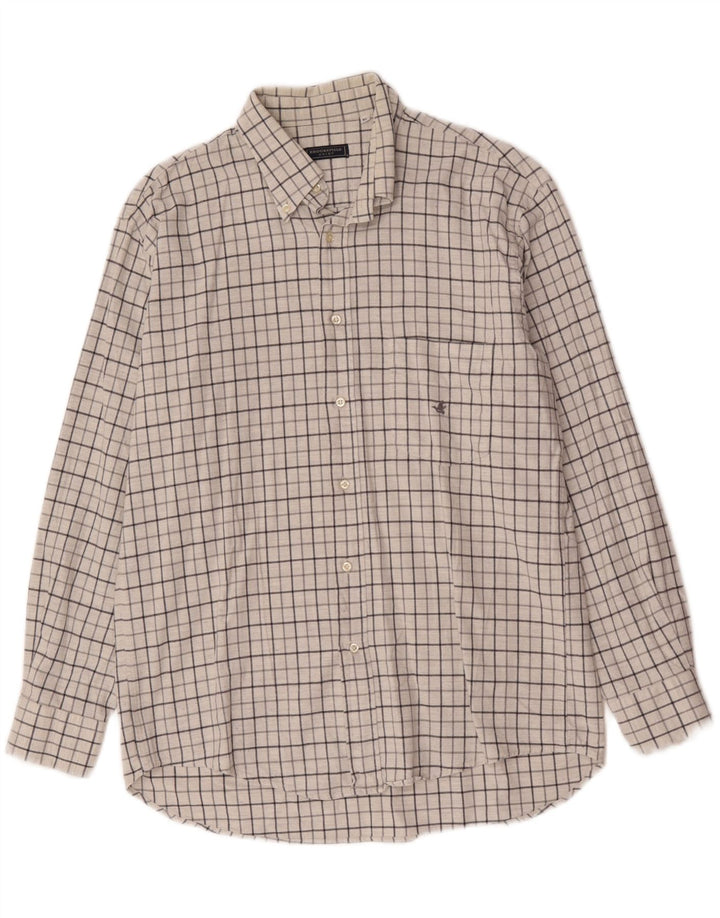 Camisa Brooksfield para hombre XL Algodón a cuadros blancos