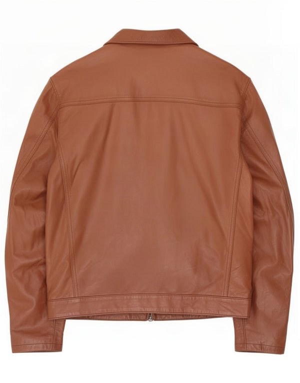 Chaqueta utilitaria de cuero vintage para hombre IT 50 Large Brown
