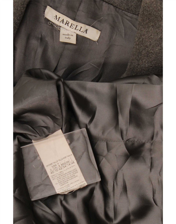 Marella Abrigo cruzado para mujer UK 44 Lana gris grande