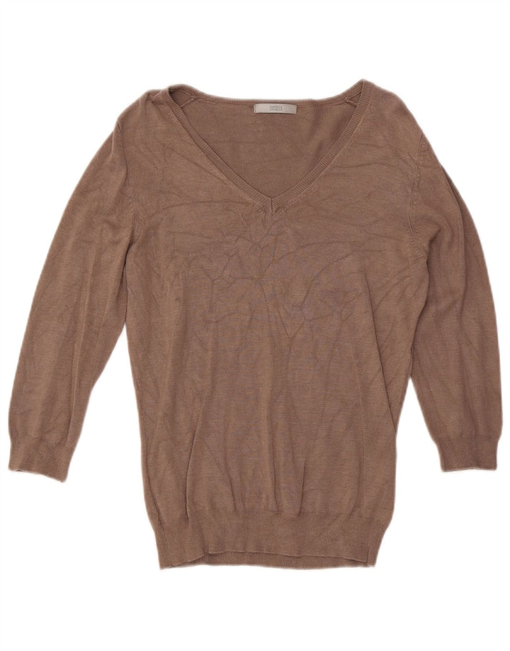 Marks & Spencer Jersey con cuello en V para mujer UK 42 Viscosa marrón medio