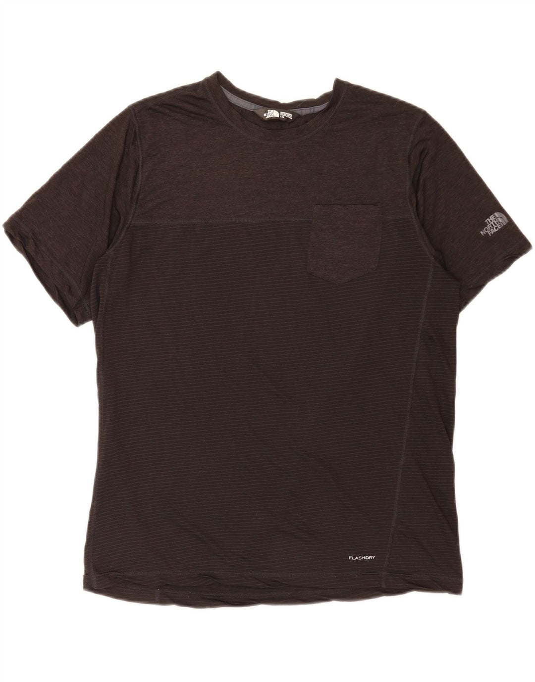 The North Face Camiseta para hombre Top Large Gris Tela a rayas Poliéster