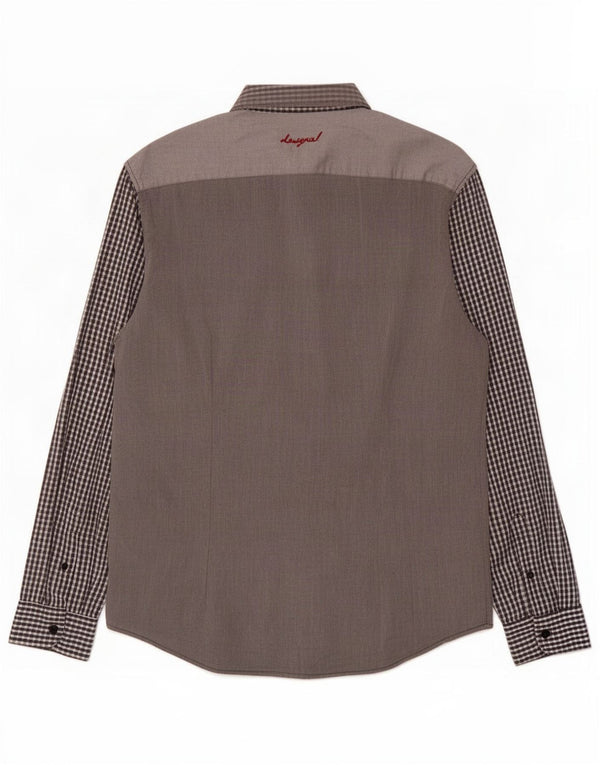 Camisa Desigual Slim De Algodón A Cuadros Gris Grande |