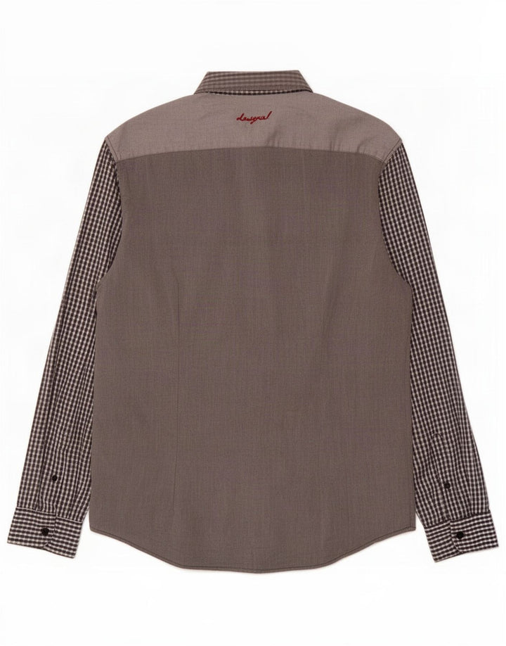 Camisa Desigual Slim De Algodón A Cuadros Gris Grande |