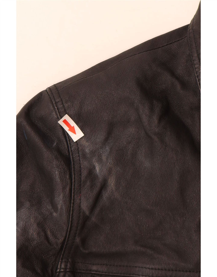 Vintage mujer chaqueta de cuero Reino Unido 16 cuero negro grande