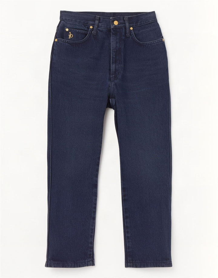 Roccobarocco Jeans rectos cortos para mujer IT 42 Medium W28 L25 Azul marino