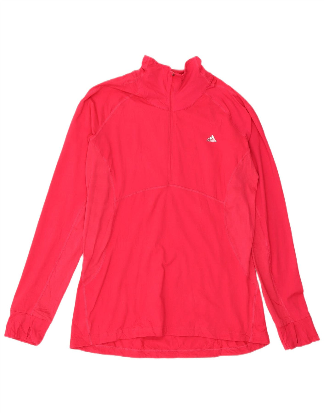 ADIDAS Mujer Climalite Zip Neck Jersey Chándal Top UK 20/22 XL Rojo