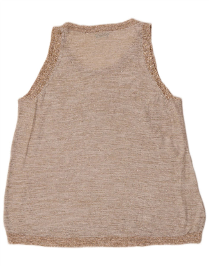 Benetton Camiseta Sin Mangas Sin Mangas Mujer ES 44 Mediano Beige Lino