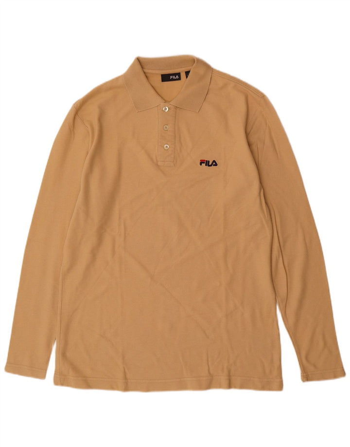 FILA Polo de manga larga para hombre de algodón beige medio