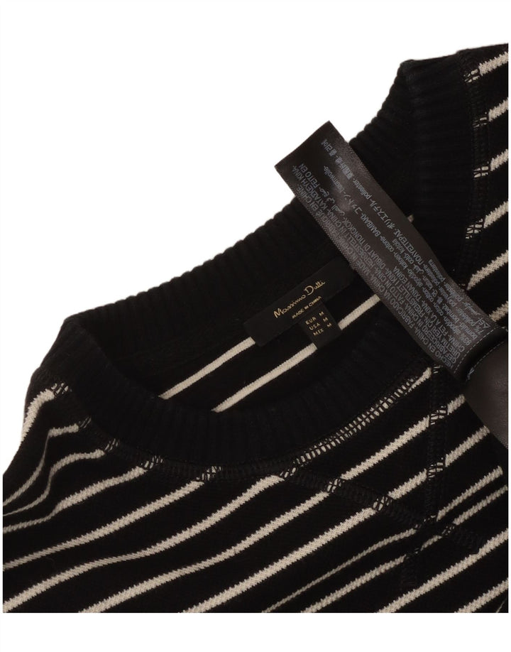 Massimo Dutti Top Mujer Manga Larga UK 44 Mediano Negro Rayas Algodón