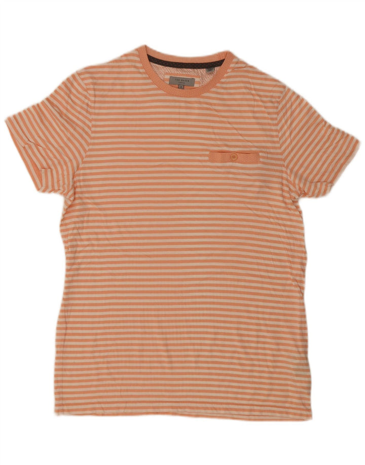 Ted Baker - Camiseta para hombre, talla 3, algodón a rayas, color naranja mediano