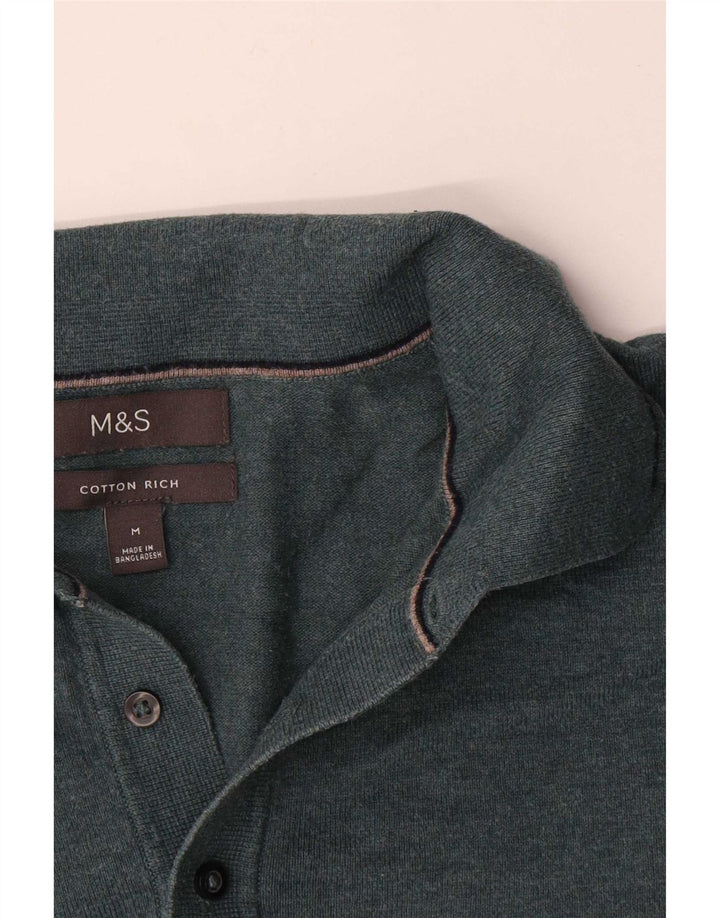 Marks & Spencer Jersey tipo polo para hombre de algodón verde medio