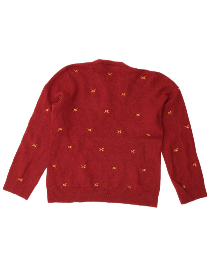 Carhartt Suéter tipo jersey con cuello redondo y estampado abstracto para mujer, talla 44, color rojo