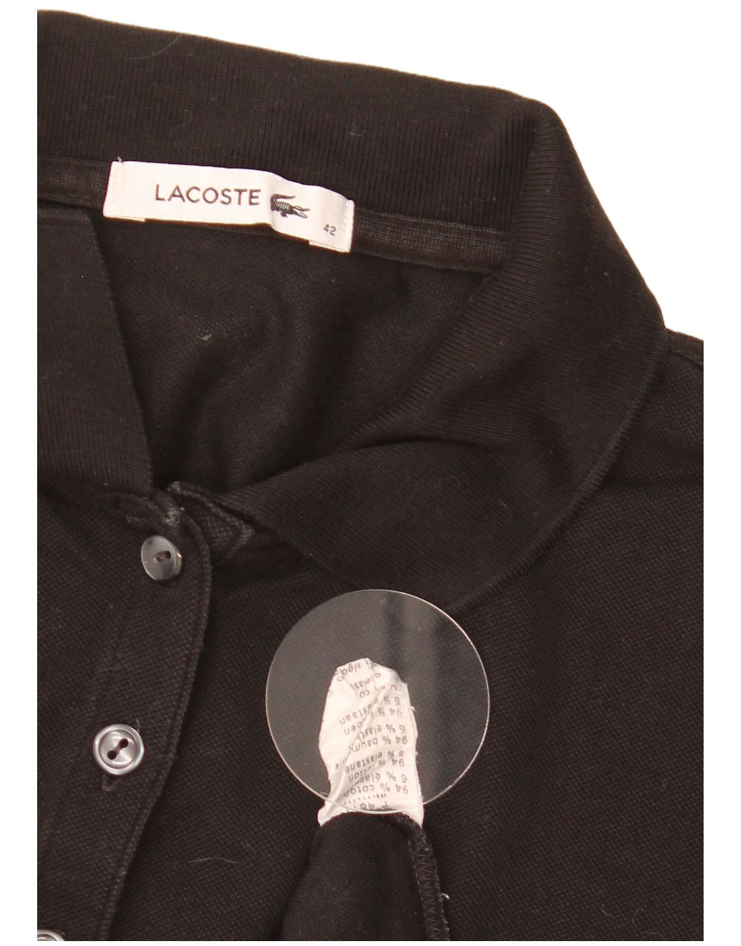 Polo Lacoste Mujer Talla 42 Grande Algodón Negro