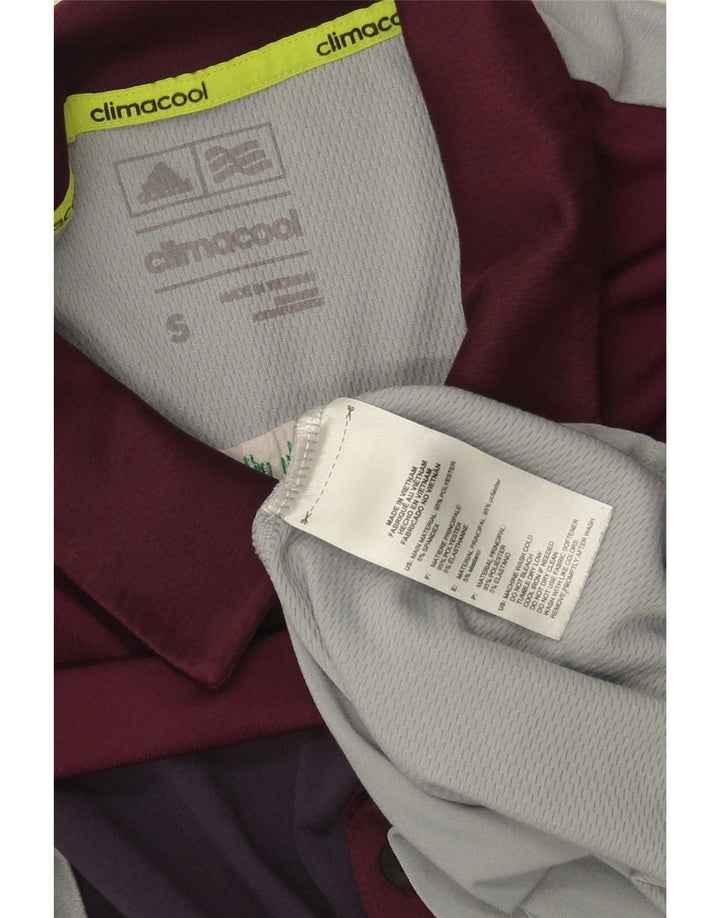 Adidas Mens Climacool Polo Polo Pequeño Gris Colorblock Poliéster