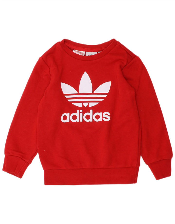 ADIDAS Sudadera estampada para niña Jumper 2-3 años Algodón rojo