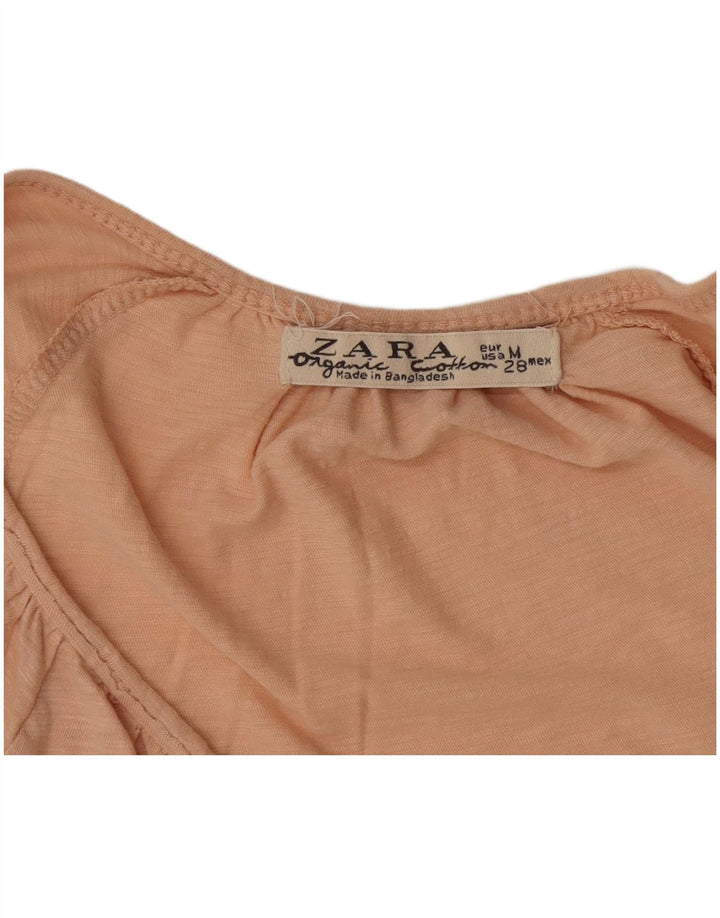 Zara Mujer Top Manga Larga UK 42 Medio Rosa Moteado