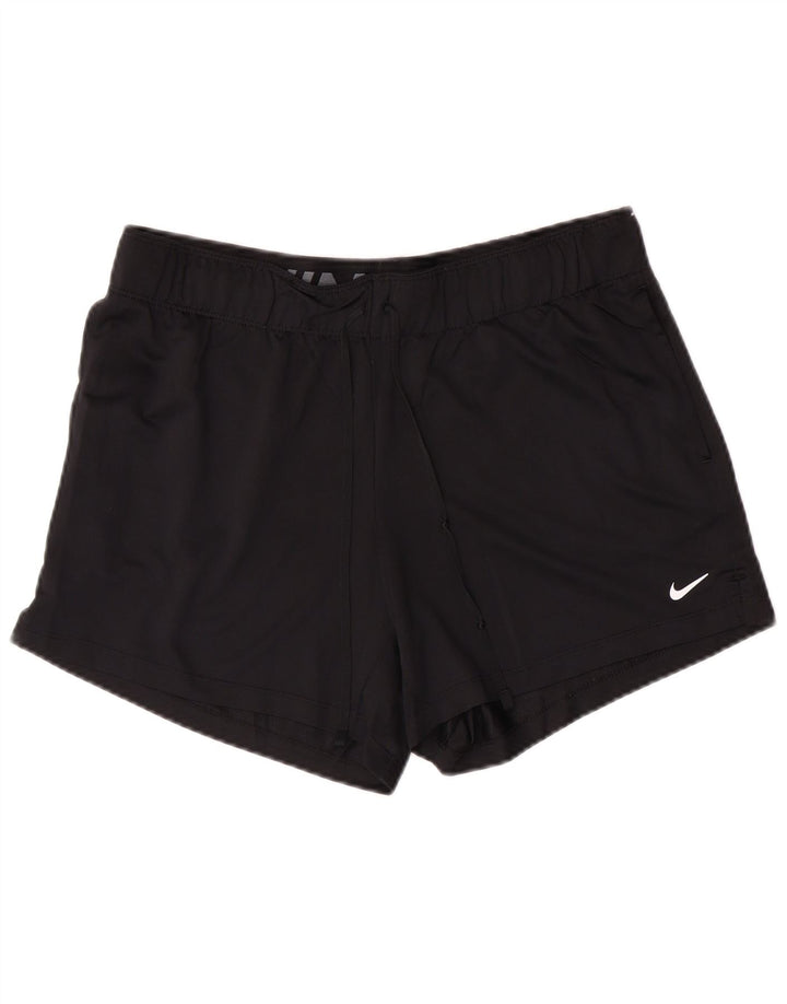 NIKE Pantalones cortos deportivos Dri Fit para mujer UK 14 Mediano Negro Poliéster