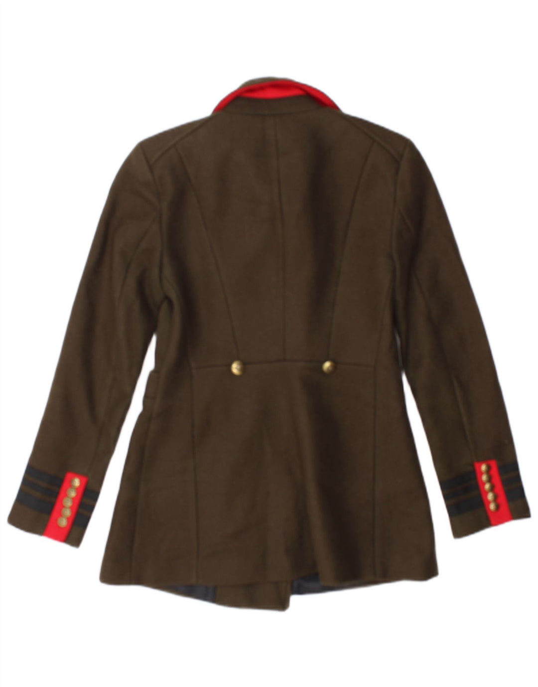 Zara Mujer Chaqueta Blazer De Doble Botonadura Reino Unido 10 Small Caqui Rayas