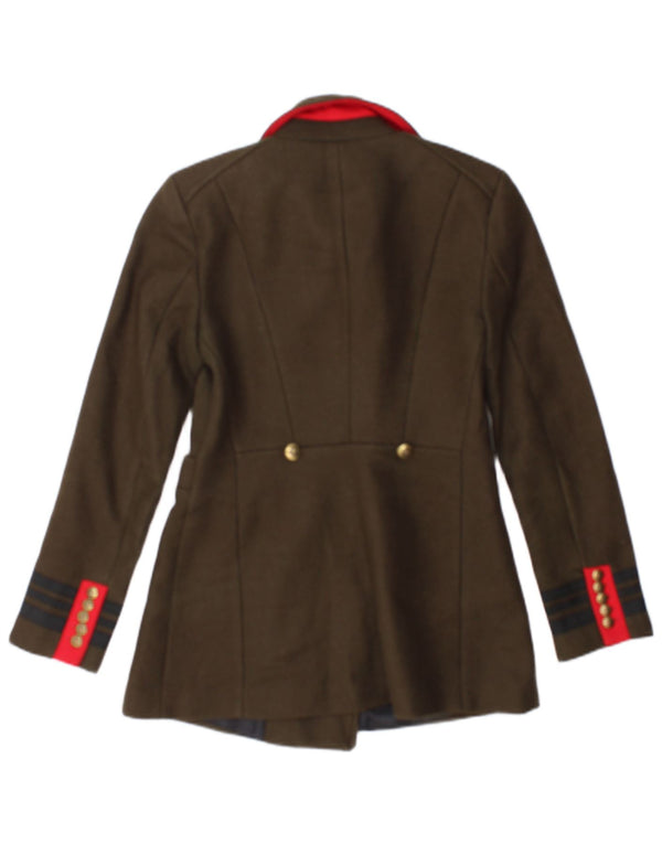 Zara Mujer Chaqueta Blazer De Doble Botonadura Reino Unido 10 Small Caqui Rayas