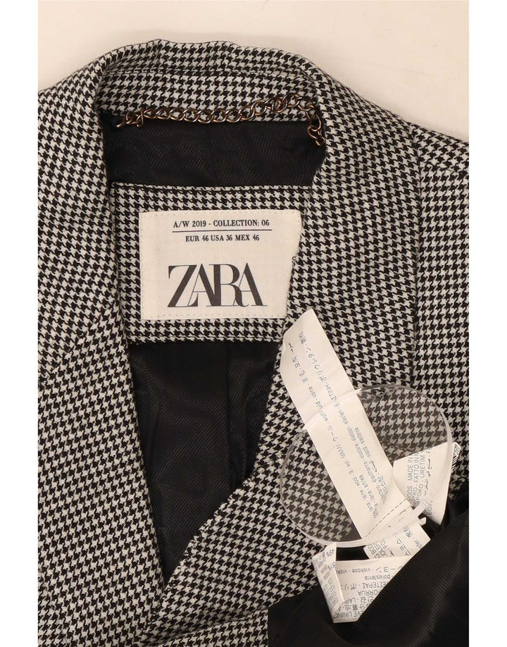 Zara Chaqueta tipo blazer de 2 botones para hombre EU 46 Pequeña lana de pata de gallo negra