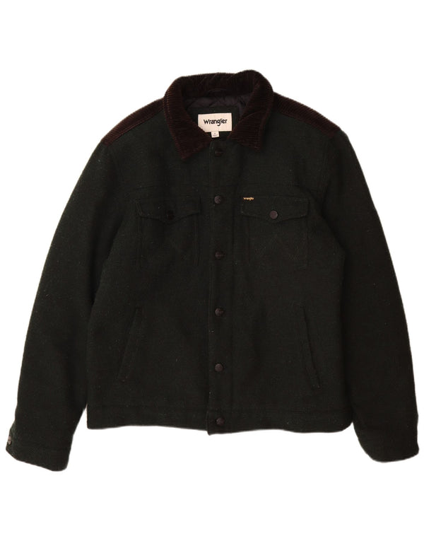 Wrangler Chaqueta utilitaria para hombre UK 40 Large Verde Colorblock Poliéster