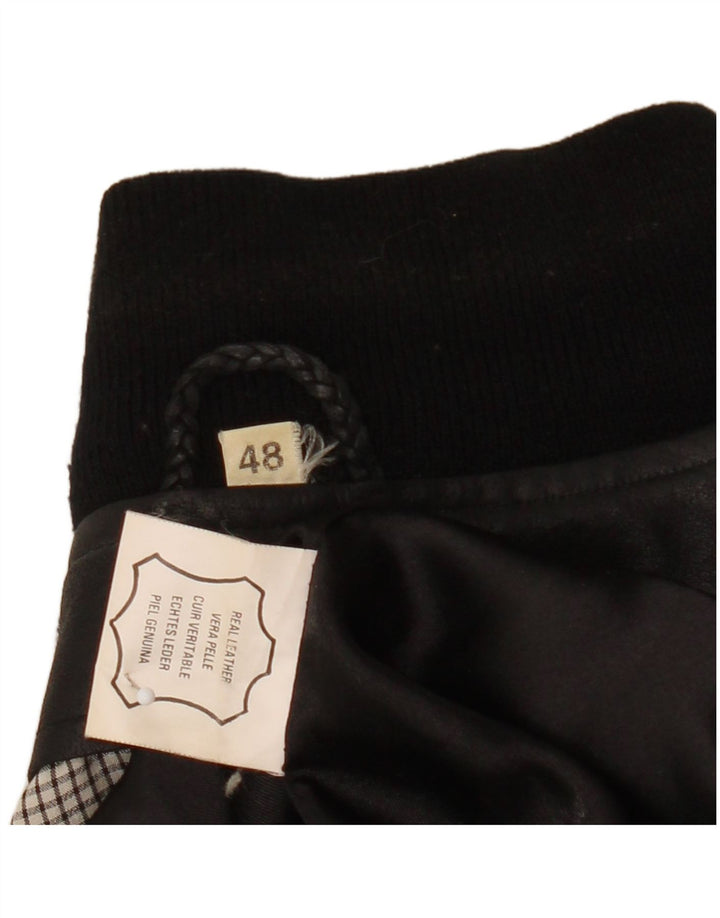 Chaqueta de cuero vintage para hombre IT 48 Medio Negro