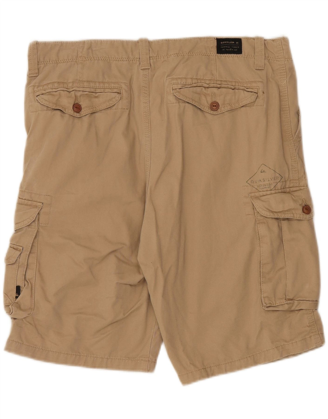 QUIKSILVER Pantalones cortos tipo cargo para hombre W34 Large Beige Cotton