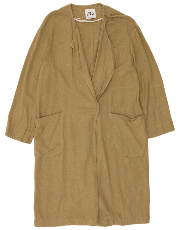 Zara Mujer Gabardina Extragrande UK 6 XS Viscosa Caqui