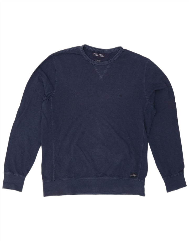 TOMMY HILFIGER Hombre Vintage Fit Sudadera Jumper Grande Azul Marino Algodón