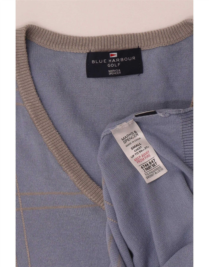 Marks & Spencer - Chaleco de golf para hombre, camiseta sin mangas, algodón azul pequeño
