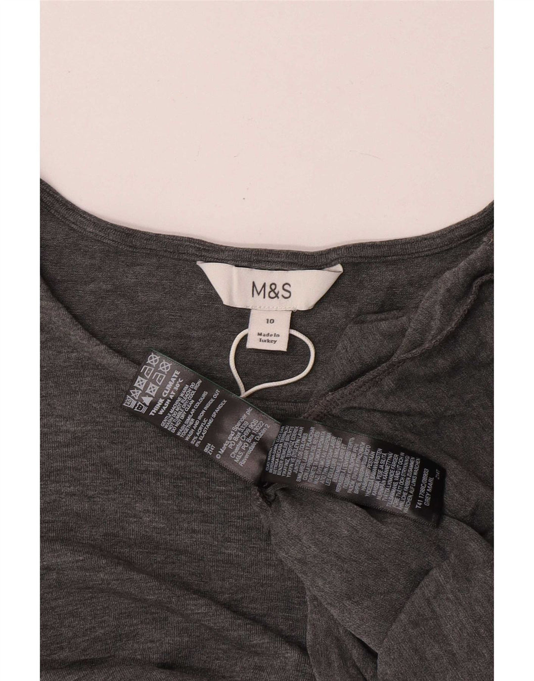 Marks & Spencer - Camiseta de manga larga para mujer, talla 40, talla pequeña, acrílico gris