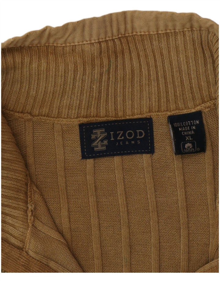 Izod Jersey Hombre con Cremallera y Cuello XL Algodón Marrón