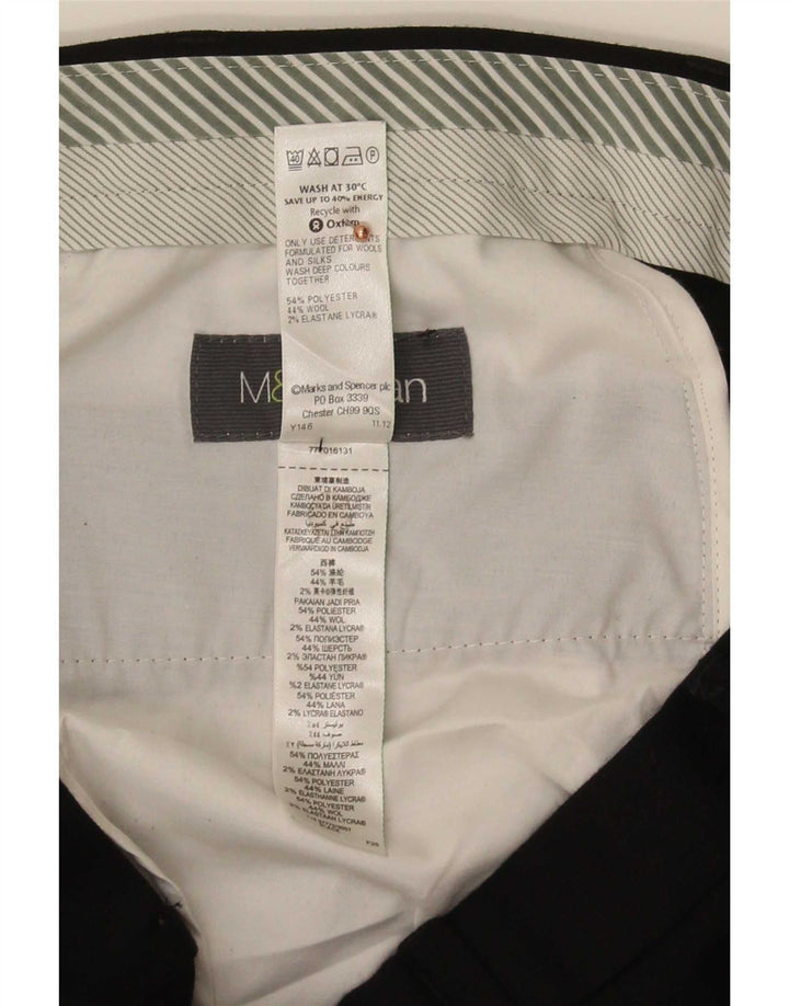 Marks & Spencer Pantalón de traje recto para hombre W34 L33 Poliéster negro