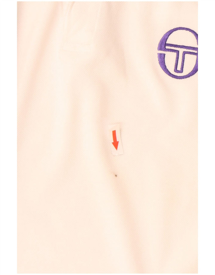 Sergio Tacchini Polo gráfico para hombre pequeño algodón blanco