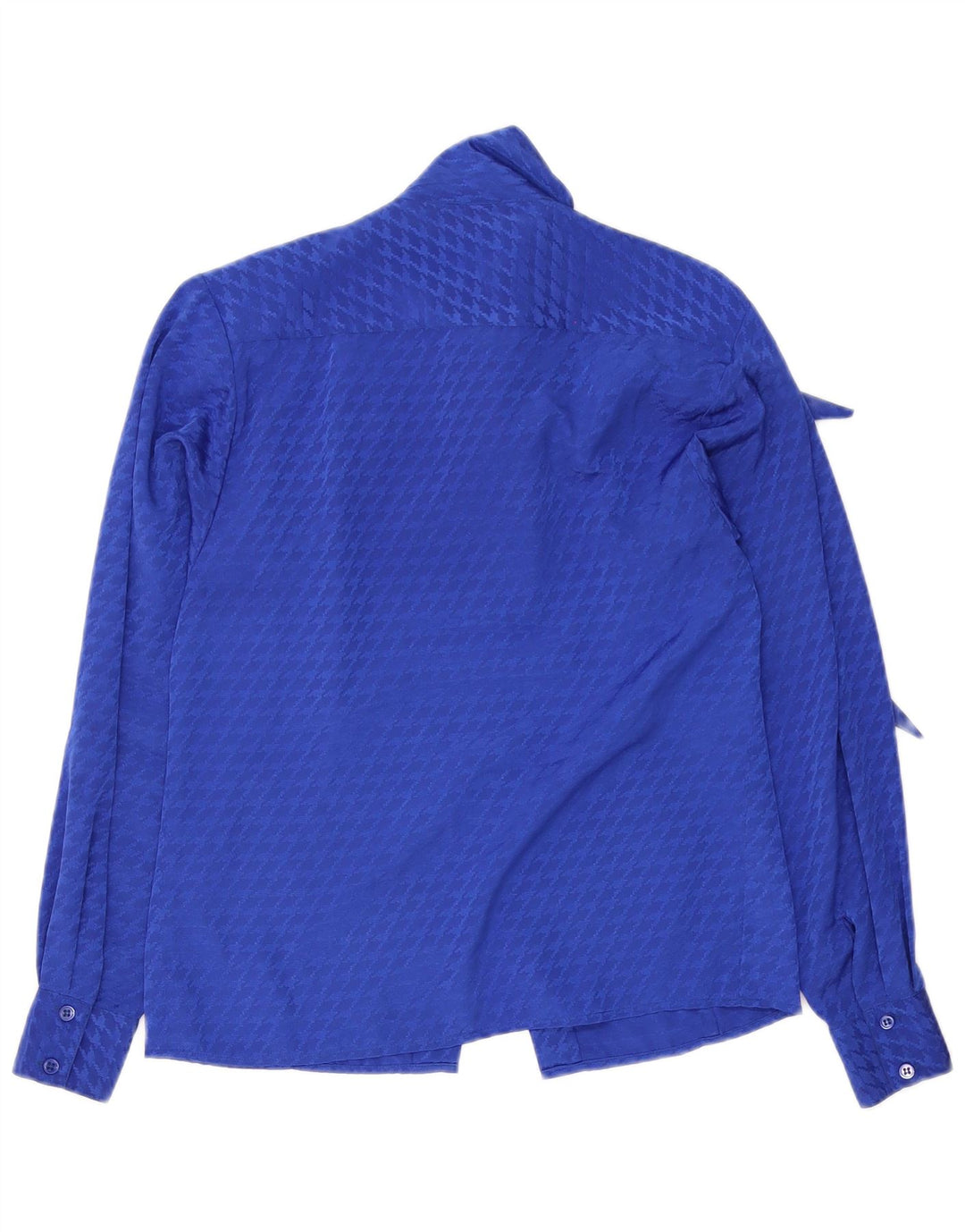 Evan Picone Blusa con lazo frontal para mujer US 4 Small Blue Houndstooth