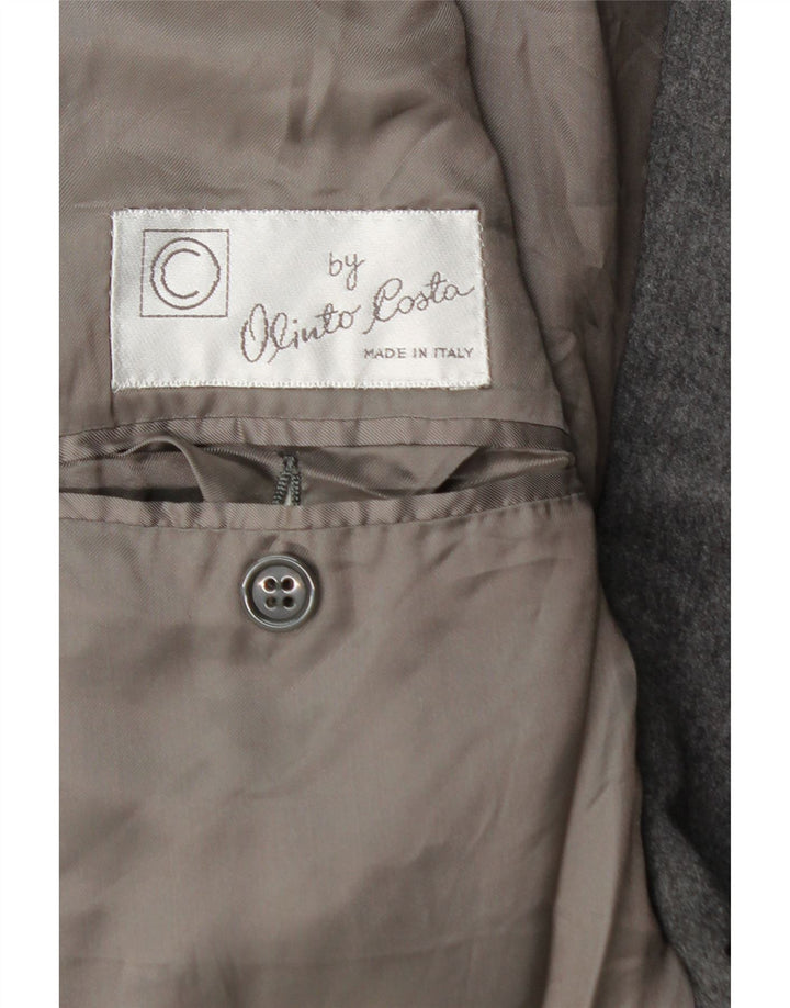 Vintage hombre chaqueta blazer de doble pecho IT 52 XL lana gris