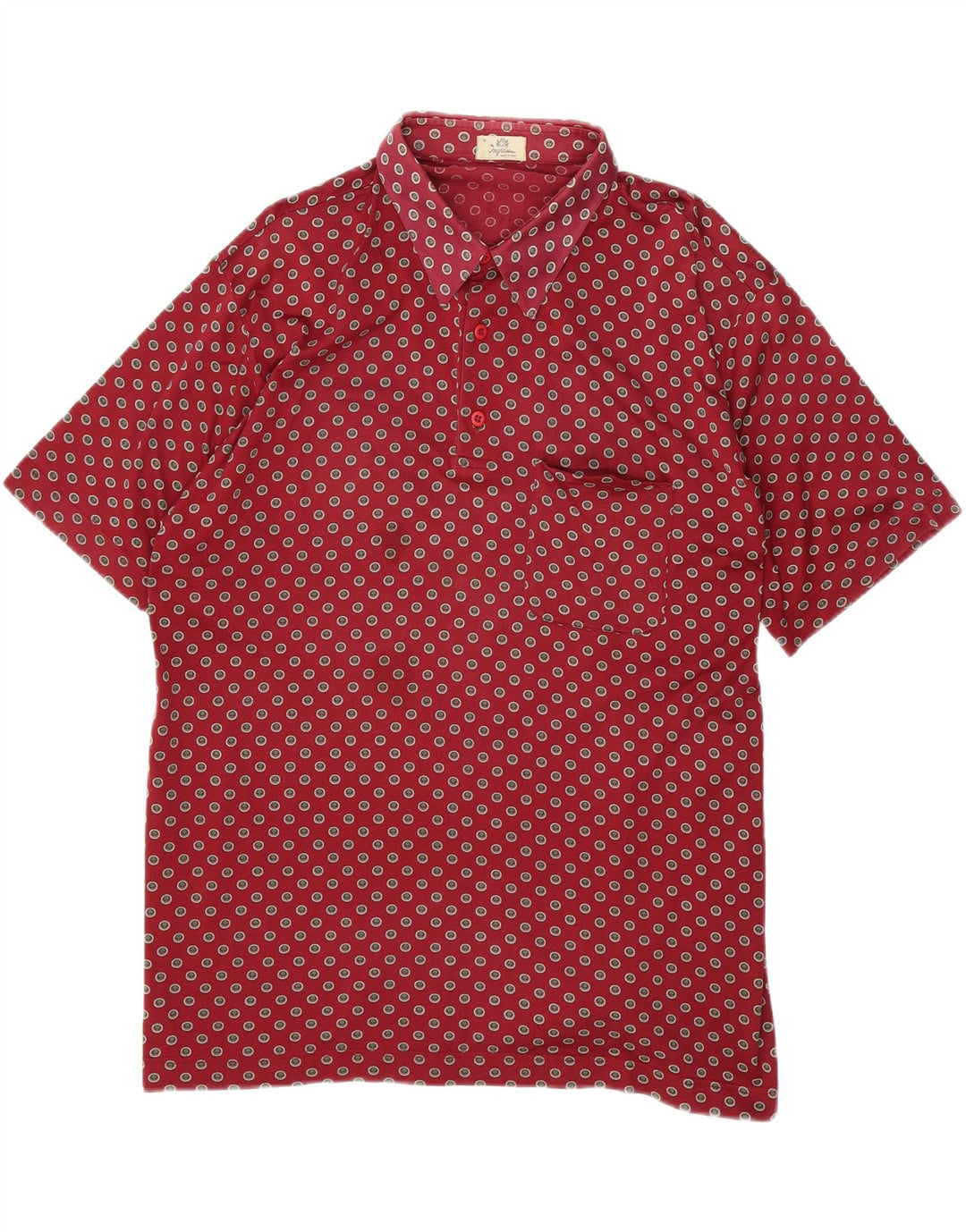 INGRAM Mens Abstract Pattern Polo Shirt Large Burgundy Vintage Ingram and Second-Hand Ingram from Messina Hembry 