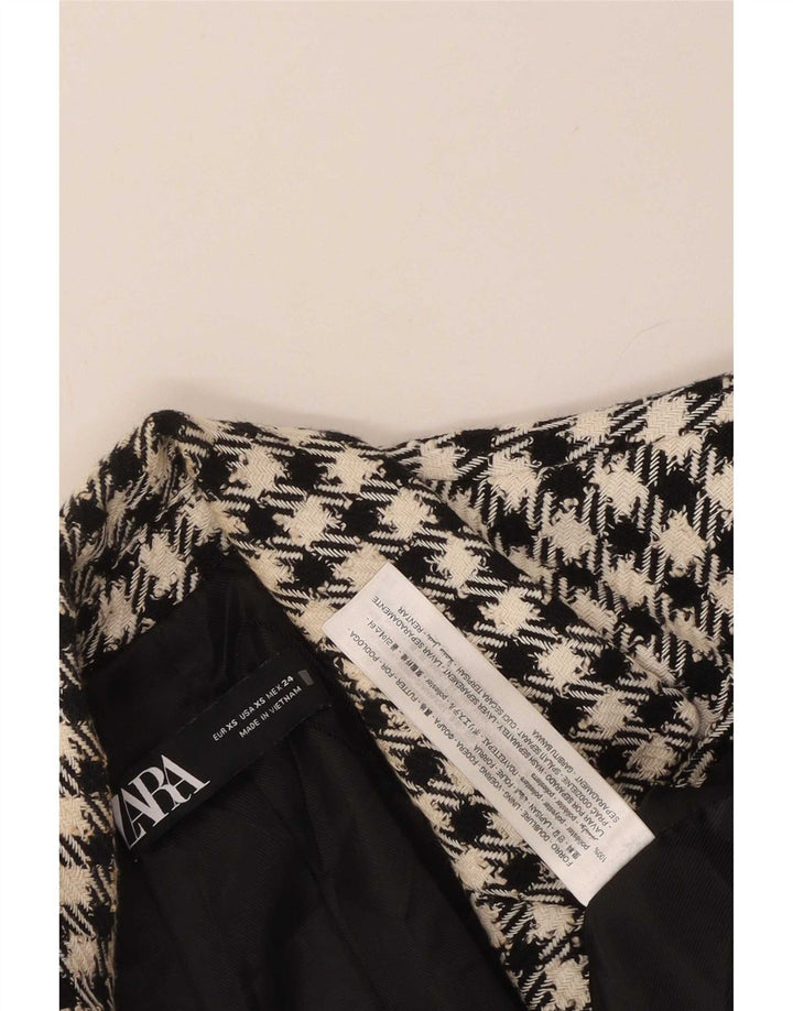 Zara Chaqueta tipo blazer con doble botonadura para mujer UK 6 XS Poliéster a cuadros negro