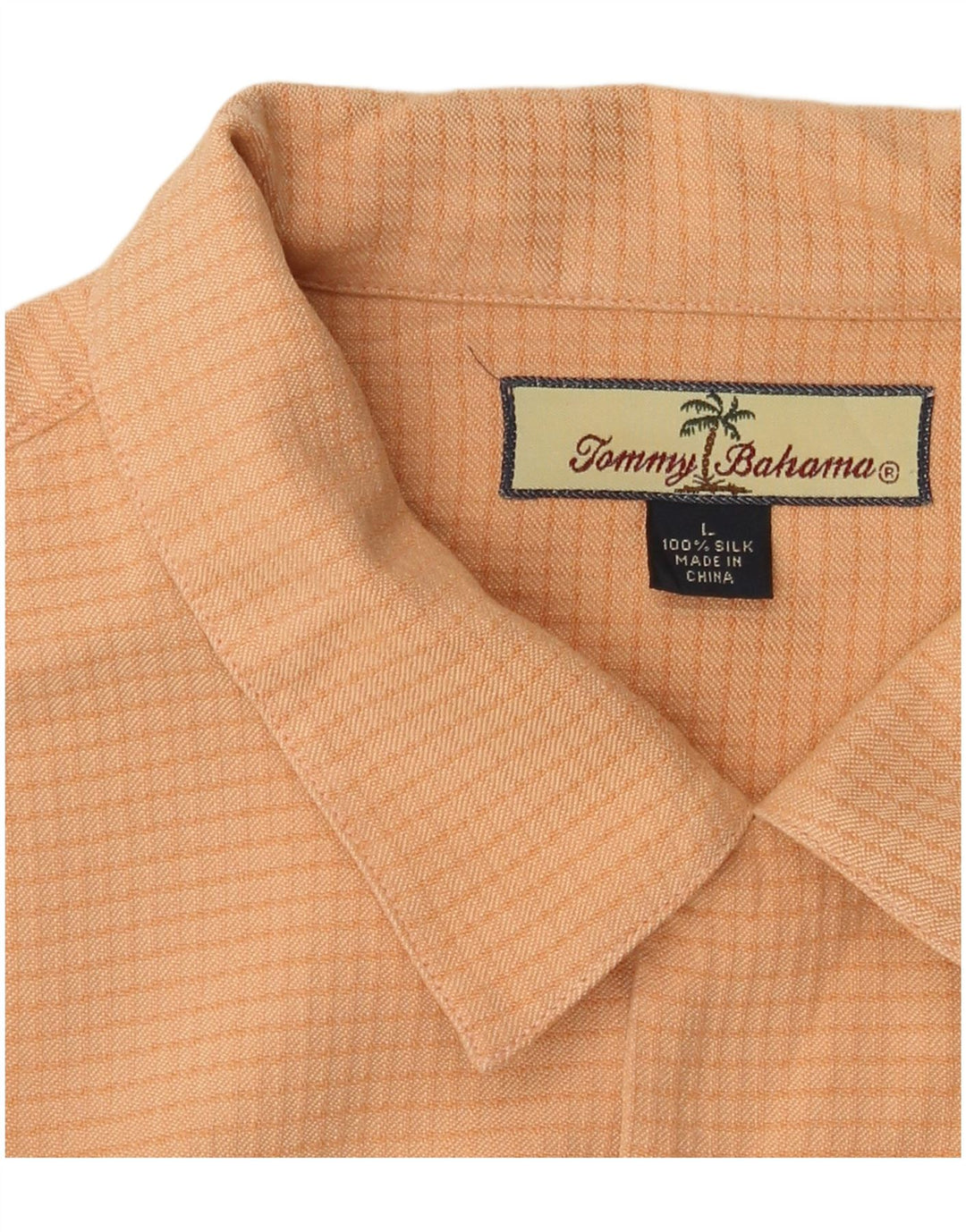 Tommy Bahama Camisa de manga corta para hombre de seda a cuadros naranja grande