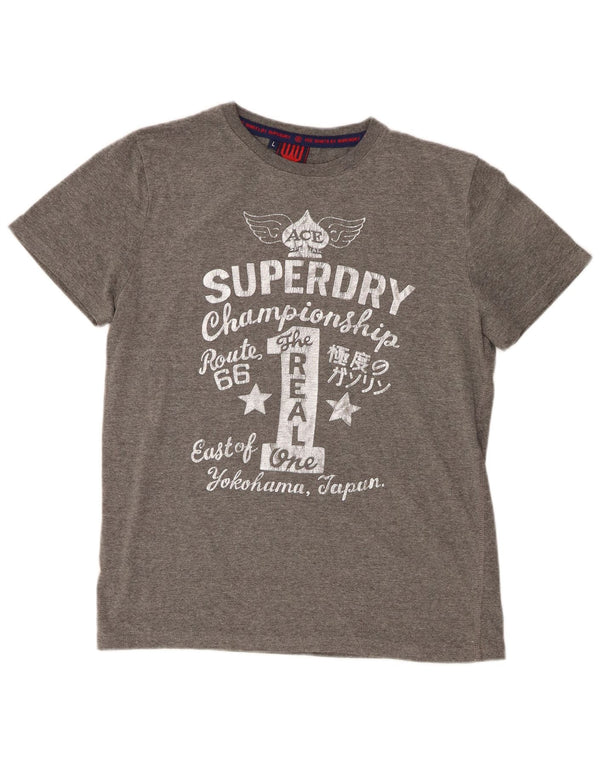 Superdry Camiseta gráfica para hombre Top grande de algodón gris