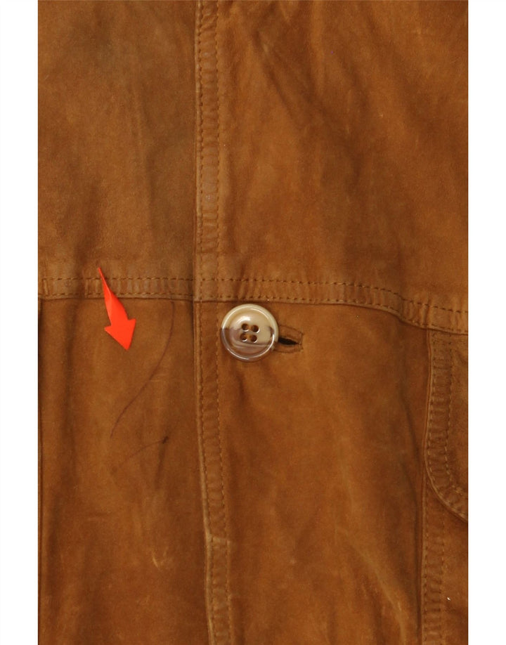 VINTAGE Chaqueta de gamuza bomber para hombre IT 54 2XL Cuero marrón
