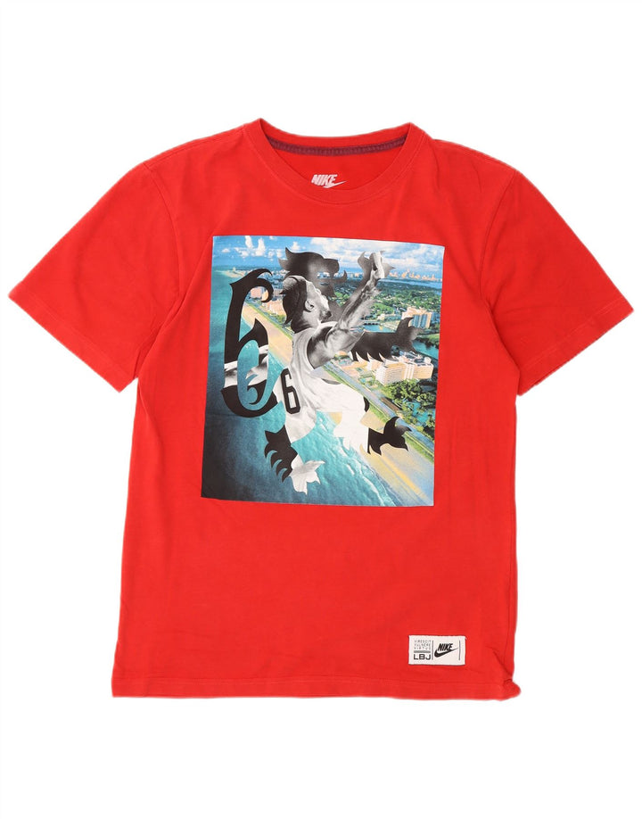 Nike Camiseta con gráfico de ajuste regular para hombre, talla pequeña, algodón rojo